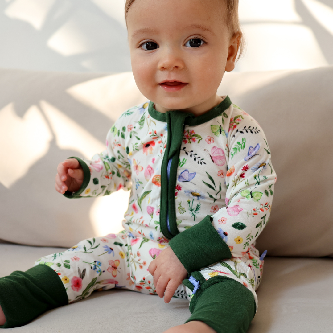 Pigiama per neonato ZIPSTER™ Farfalla Morbido bambù, zip a due vie, multicolore