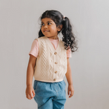 Gilet in cotone lavorato a maglia Beige