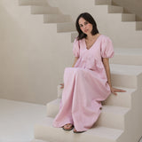 Breastfeeding Balloon Sleeve Dress Pink