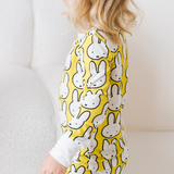 Child wearing the Children's Miffy Hello Yellow bamboo pyjama set