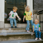 Child wearing the Miffy in Bloom striped ringer children's T-shirt