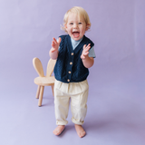 Gilet in cotone lavorato a maglia blu navy