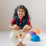 Gilet in cotone lavorato a maglia blu navy