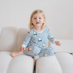 Child wearing the Children's Miffy Peek-a-Boo Blue bamboo pyjama set