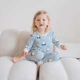 Child wearing the Children's Miffy Peek-a-Boo Blue bamboo pyjama set