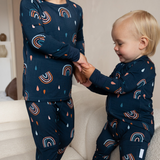 Children's PJ Set Navy Rainbow