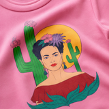 Maglietta oversize da bambino rosa con Frida