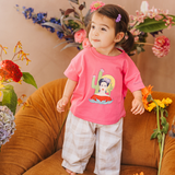 Maglietta oversize da bambino rosa con Frida