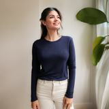Maglietta allattamento manica lunga blu navy