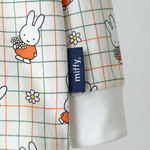 Etichetta tessuta Miffy x Zipster sulla linea per bambini Miffy set pigiama in bambù a quadri Bloom