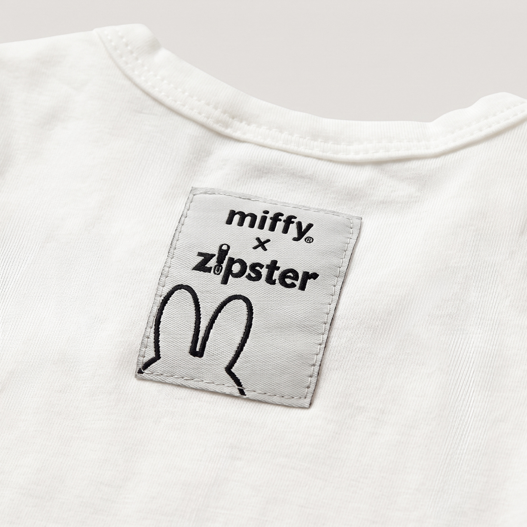 Miffy x Zipster etichetta tessuta sul body in bambù stile pop art Retro Miffy body in bambù stile pop art per neonati