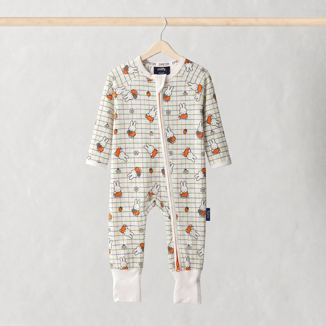 ZIPSTER x Miffy Bambù Checkered Bloom Pagliaccetto, vista frontale