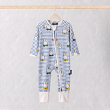 ZIPSTER x Miffy Peek-a-Boo Blue bamboo babygrow, front view